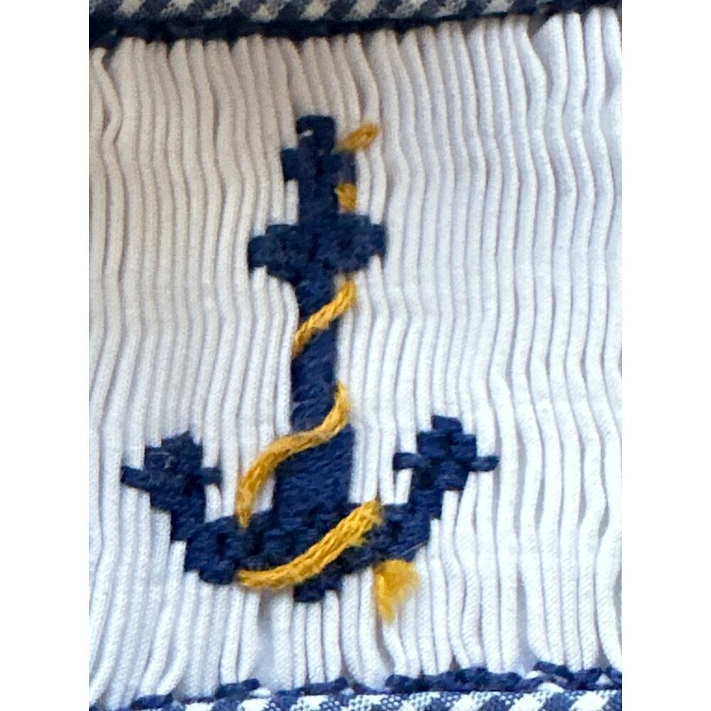 Vintage Smocked Toddler Dress With Anchor Embroidery & Peter Pan Collar - Picture 12 of 12